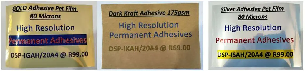Gold, Silver and Dark Kraft Adhesive sheets